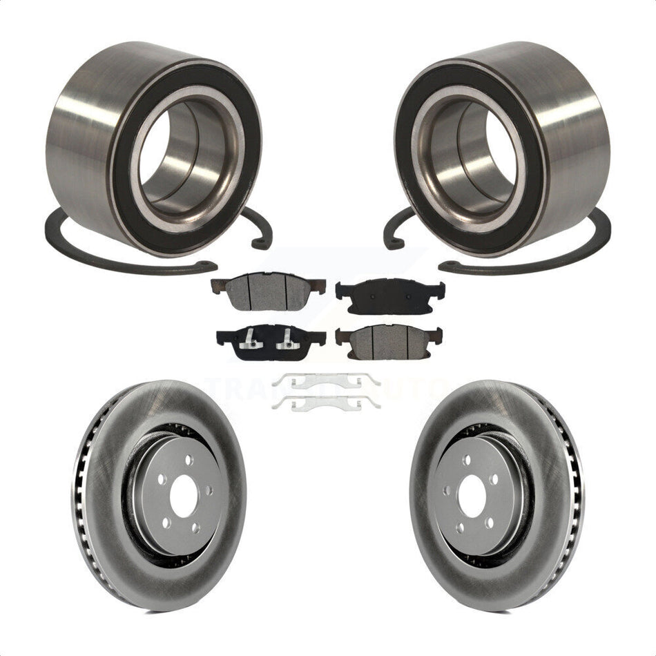 Front Wheel Bearing With Coated Disc Brake Rotors And Semi-Metallic Pads Kit For 2015 Ford Edge AWD KBB-101655