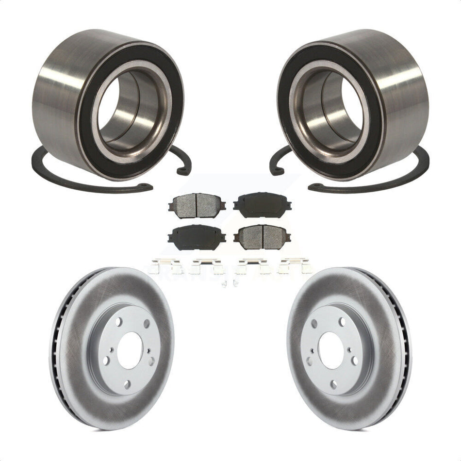 Front Wheel Bearing With Coated Disc Brake Rotors And Semi-Metallic Pads Kit For Toyota Camry KBB-101656