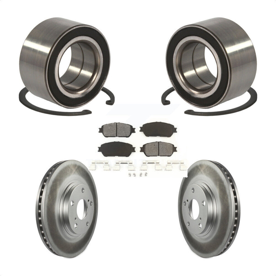 Front Wheel Bearing With Coated Disc Brake Rotors And Semi-Metallic Pads Kit For 2004-2006 Lexus ES330 KBB-101657