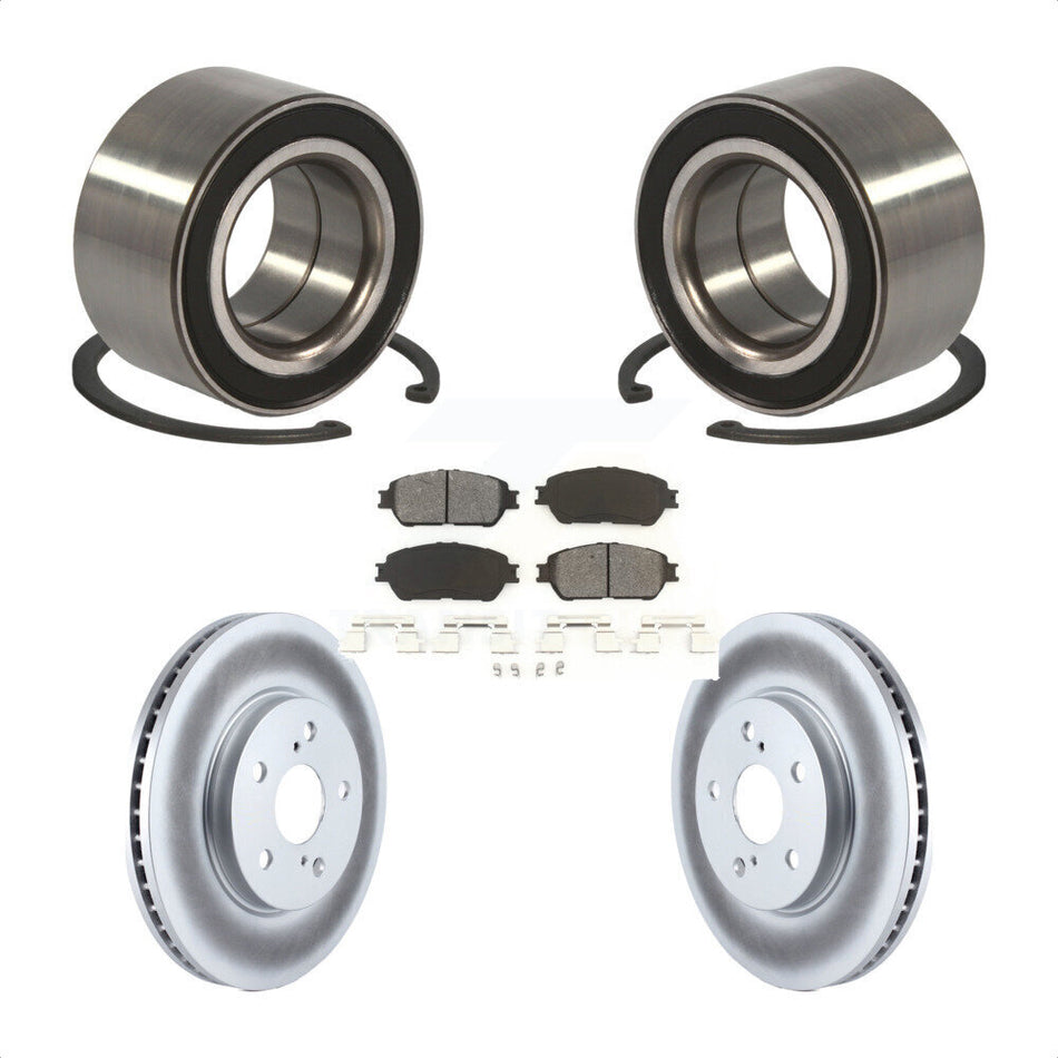 Front Wheel Bearing With Coated Disc Brake Rotors And Semi-Metallic Pads Kit For Toyota Sienna Camry Avalon Solara KBB-101659