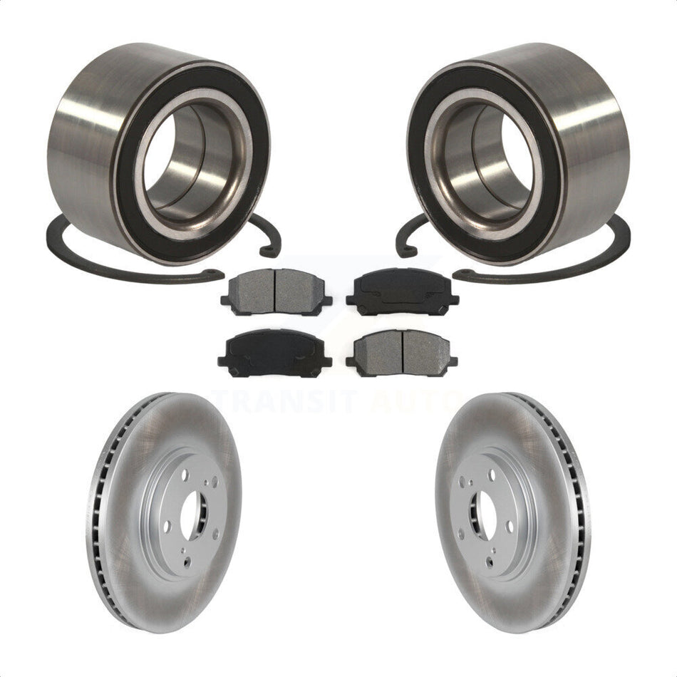 Front Wheel Bearing With Coated Disc Brake Rotors And Semi-Metallic Pads Kit For Toyota Highlander KBB-101661