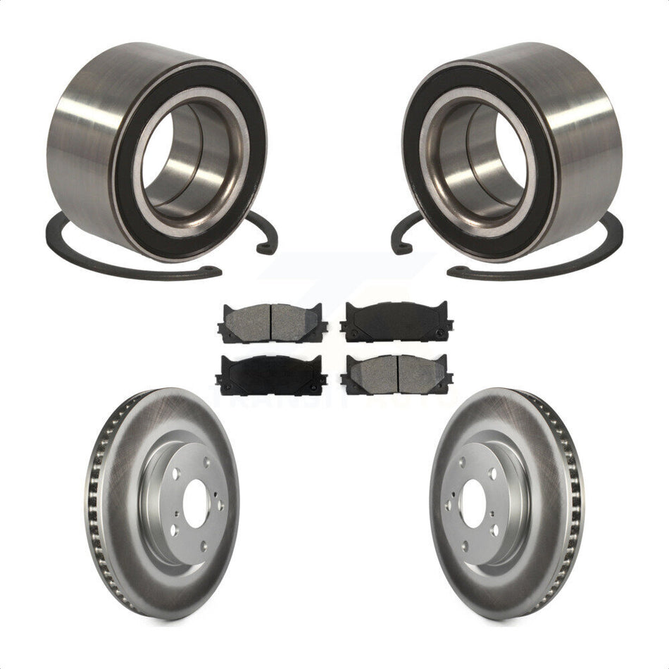 Front Wheel Bearing With Coated Disc Brake Rotors And Semi-Metallic Pads Kit For Toyota Camry Lexus ES350 Avalon ES300h KBB-101665