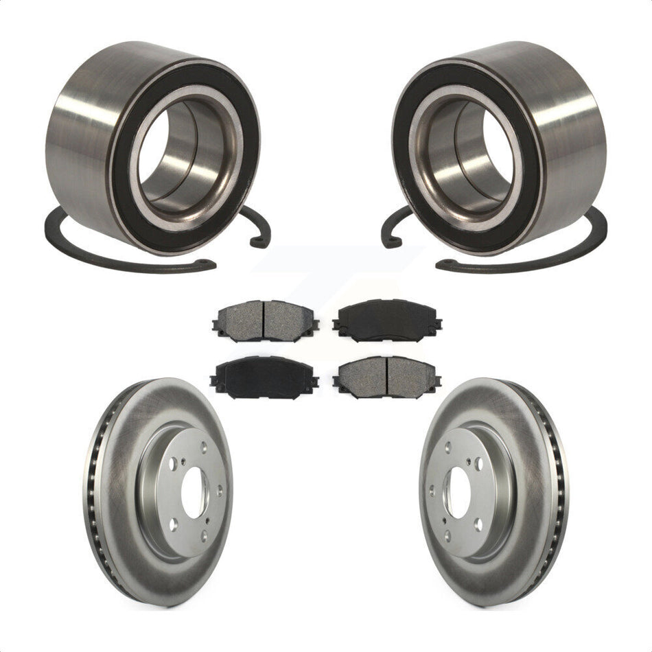 Front Wheel Bearing With Coated Disc Brake Rotors And Semi-Metallic Pads Kit For 2010 Lexus HS250h KBB-101666
