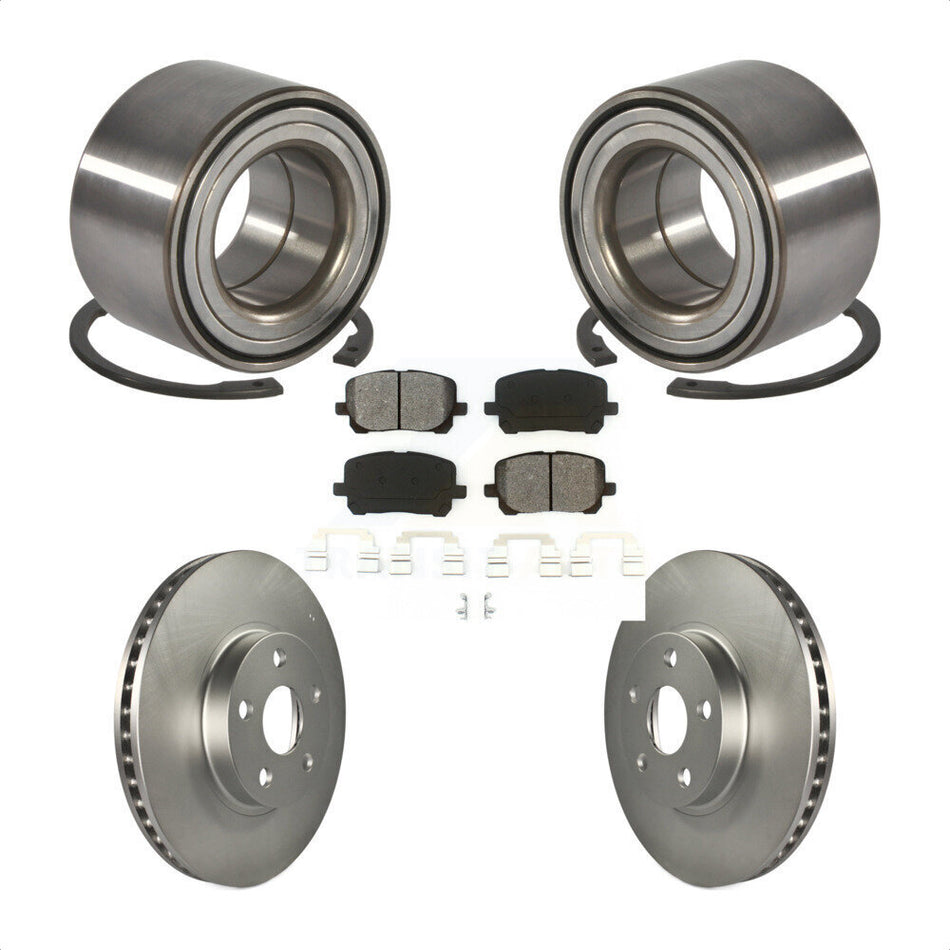 Front Wheel Bearing With Coated Disc Brake Rotors And Semi-Metallic Pads Kit For 2003-2008 Toyota Corolla Matrix Pontiac Vibe KBB-101672