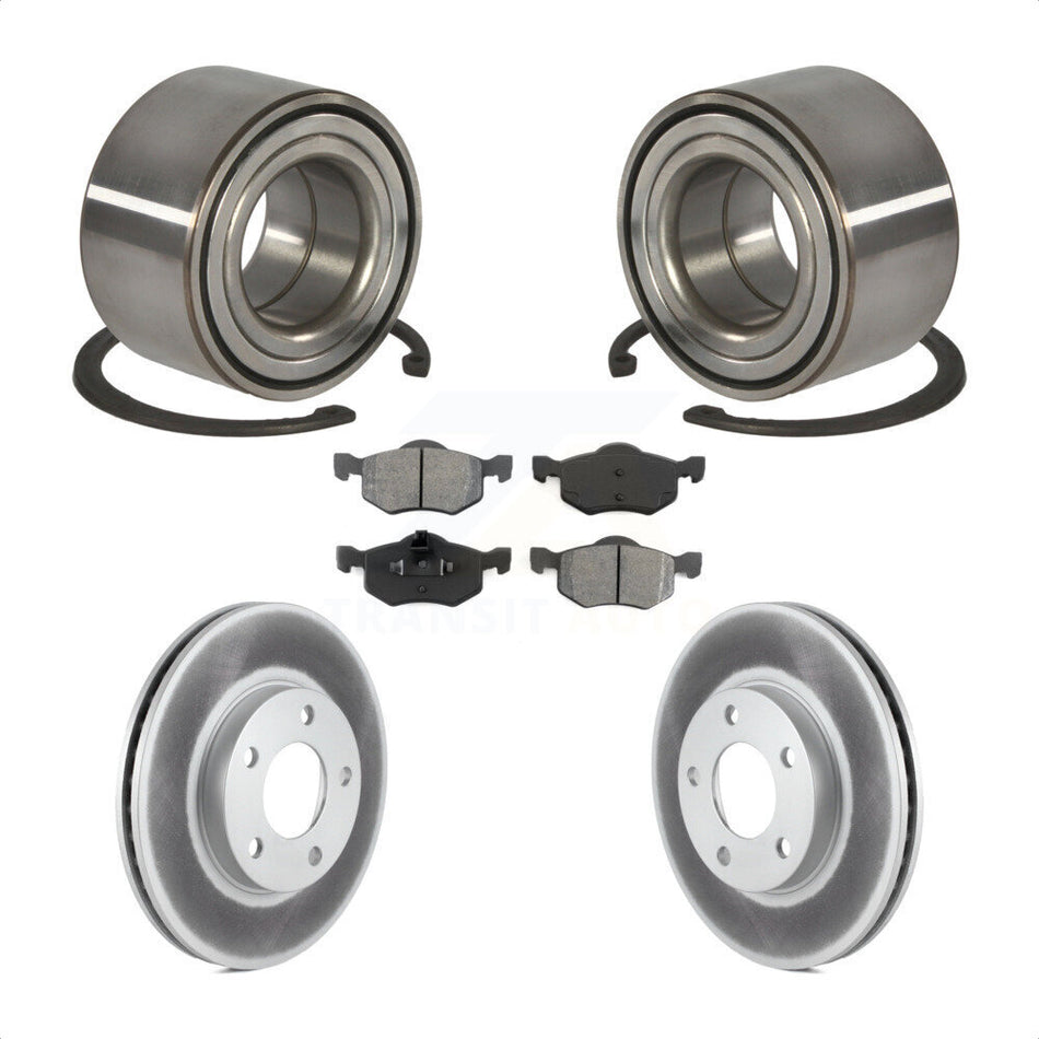 Front Wheel Bearing With Coated Disc Brake Rotors And Semi-Metallic Pads Kit For Ford Escape Mazda Tribute Mercury Mariner KBB-101675