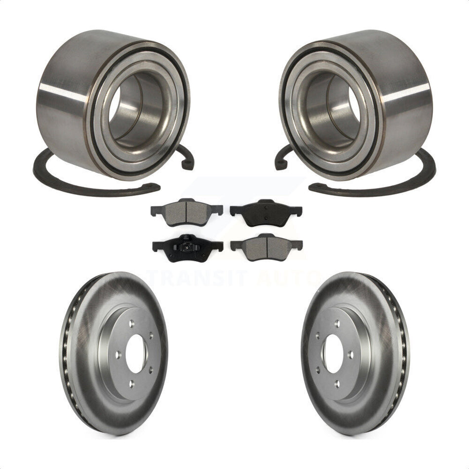 Front Wheel Bearing With Coated Disc Brake Rotors And Semi-Metallic Pads Kit For Ford Escape Mercury Mariner Mazda Tribute KBB-101676