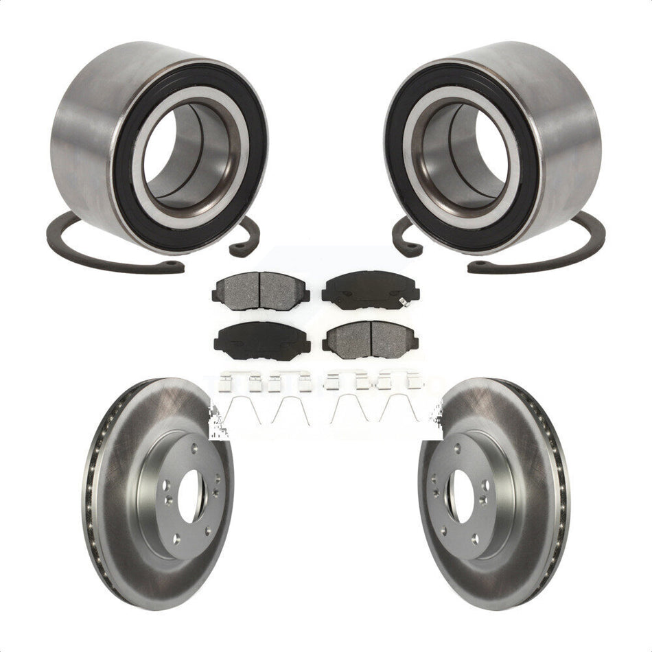 Front Wheel Bearing With Coated Disc Brake Rotors And Semi-Metallic Pads Kit For Honda Accord Element KBB-101679