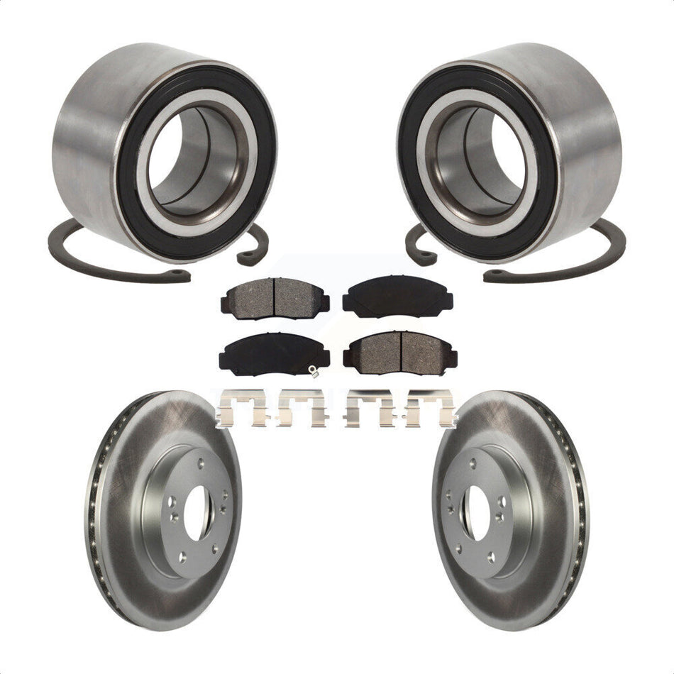 Front Wheel Bearing With Coated Disc Brake Rotors And Semi-Metallic Pads Kit For Honda Accord Acura CSX KBB-101680