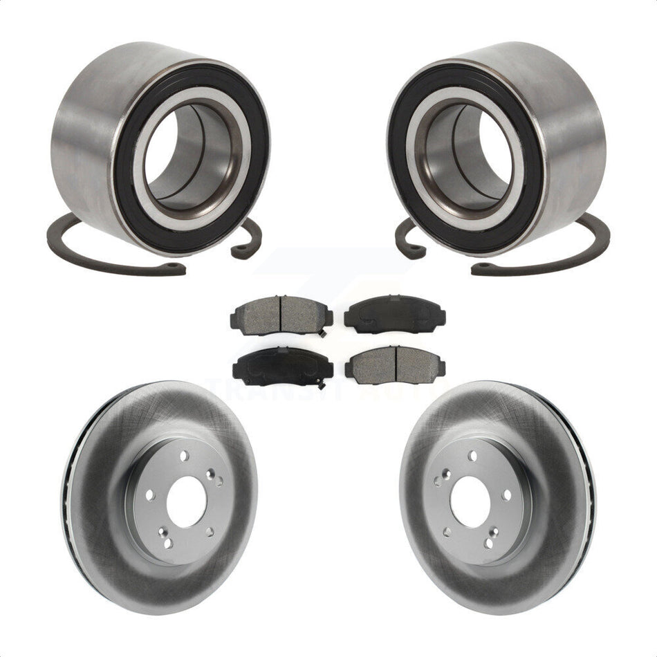 Front Wheel Bearing With Coated Disc Brake Rotors And Semi-Metallic Pads Kit For Honda Accord Acura TL TSX KBB-101681