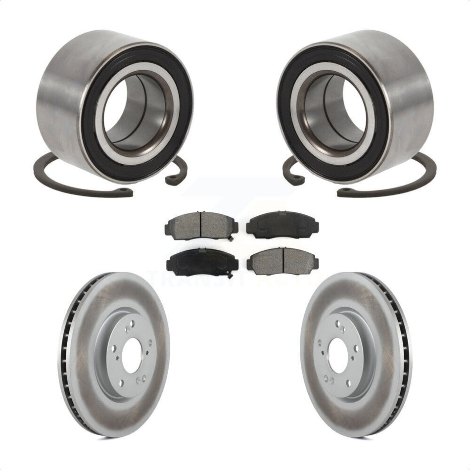 Front Wheel Bearing With Coated Disc Brake Rotors And Semi-Metallic Pads Kit For 2004-2005 Acura TL Automatic transmission KBB-101682