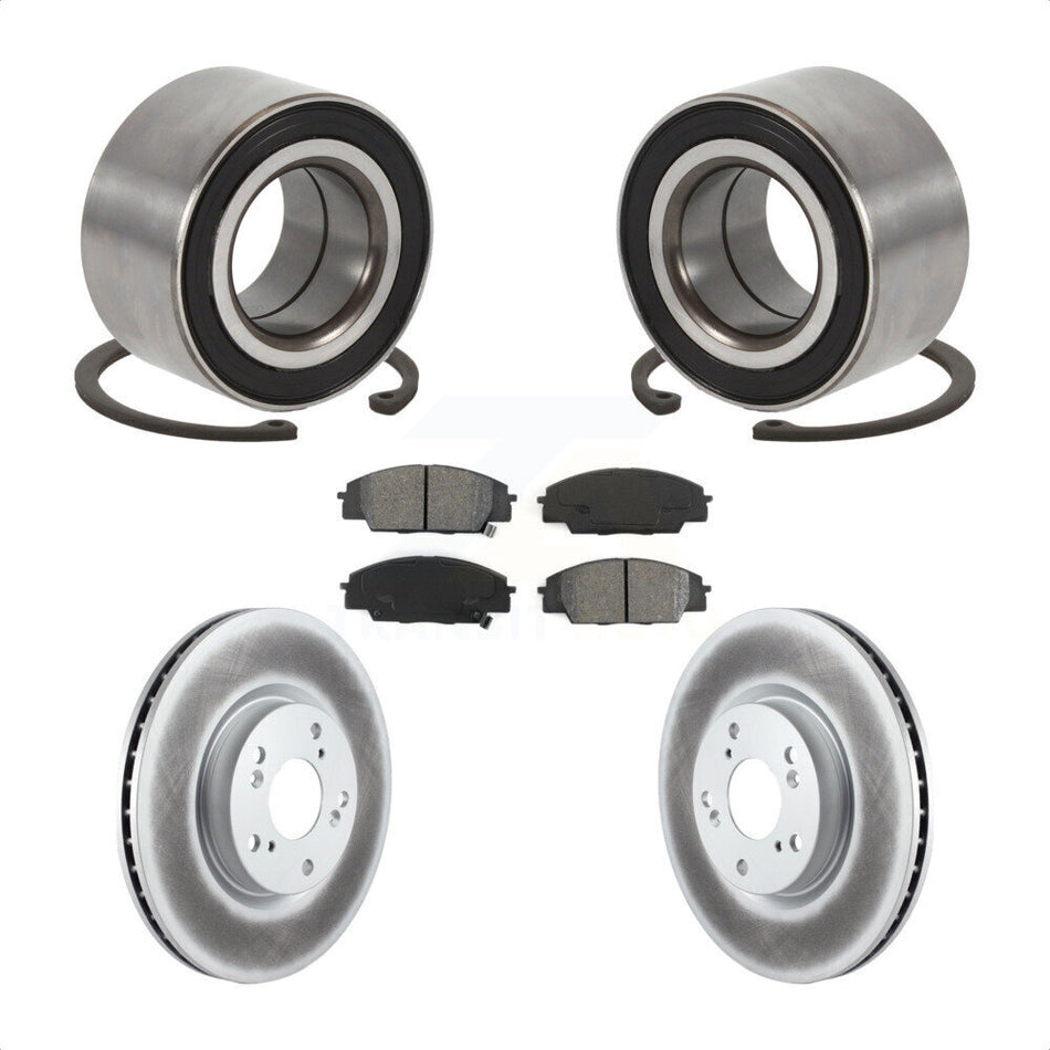 Front Wheel Bearing With Coated Disc Brake Rotors And Semi-Metallic Pads Kit For Honda Civic Acura CSX KBB-101683
