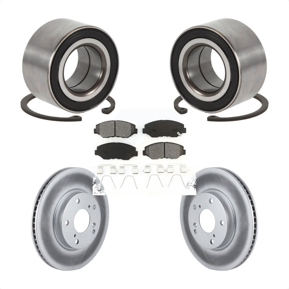 Front Wheel Bearing With Coated Disc Brake Rotors And Semi-Metallic Pads Kit For Honda Civic KBB-101684