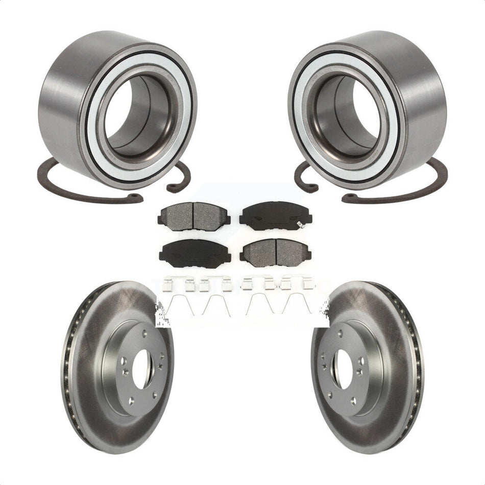 Front Wheel Bearing With Coated Disc Brake Rotors And Semi-Metallic Pads Kit For Honda Element KBB-101686