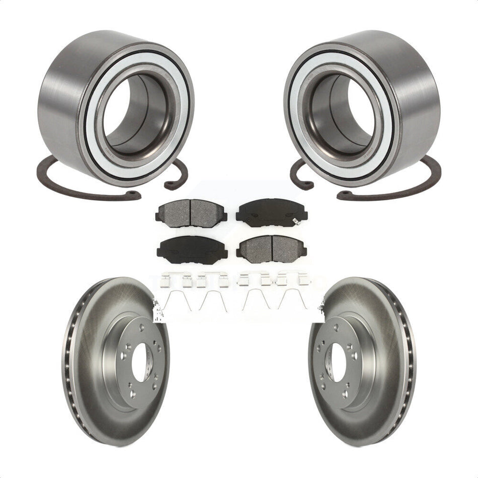 Front Wheel Bearing With Coated Disc Brake Rotors And Semi-Metallic Pads Kit For Honda CR-V KBB-101687