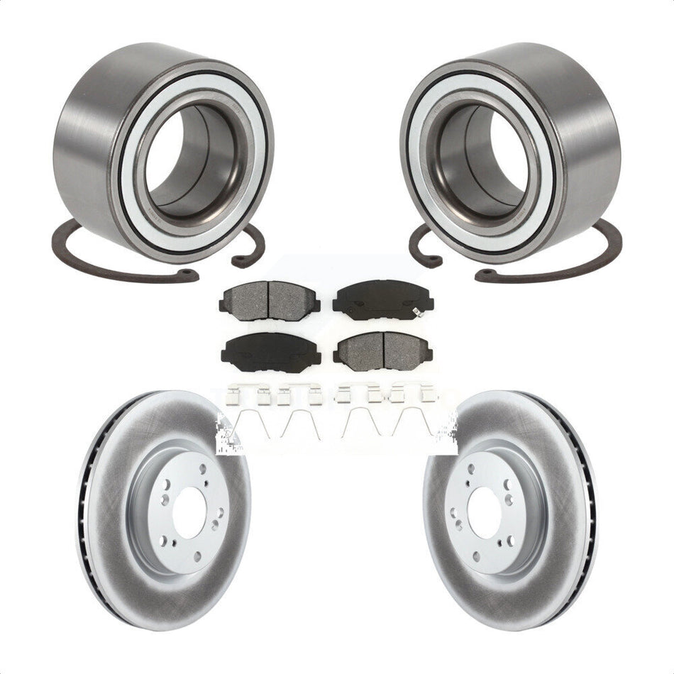 Front Wheel Bearing With Coated Disc Brake Rotors And Semi-Metallic Pads Kit For 2005-2006 Honda CR-V KBB-101688