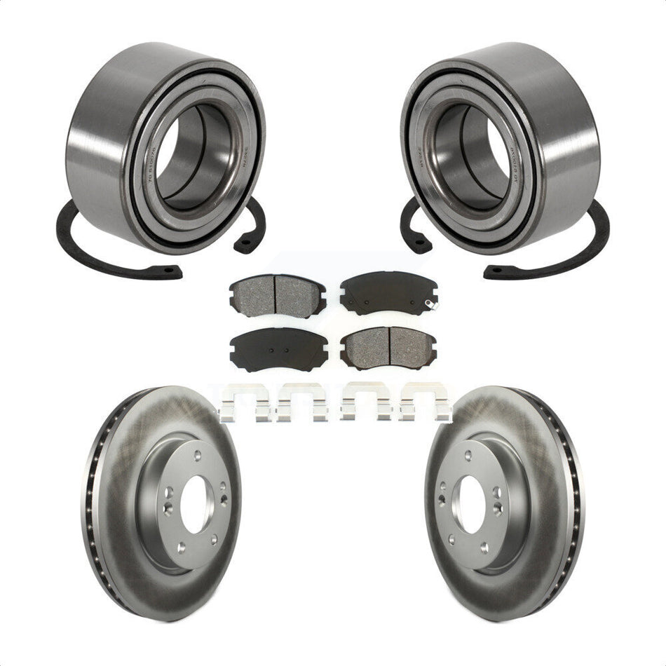 Front Wheel Bearing With Coated Disc Brake Rotors And Semi-Metallic Pads Kit For Hyundai Tiburon KBB-101689