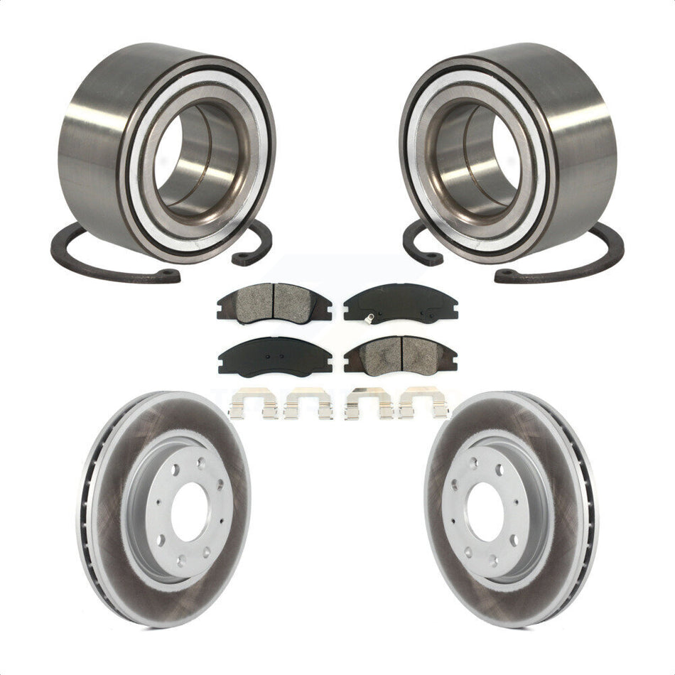Front Wheel Bearing With Coated Disc Brake Rotors And Semi-Metallic Pads Kit For Kia Spectra Spectra5 KBB-101696