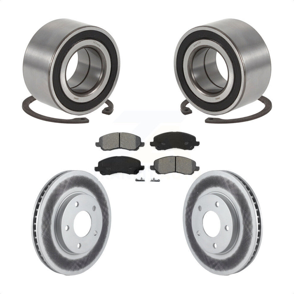 Front Wheel Bearing With Coated Disc Brake Rotors And Semi-Metallic Pads Kit For Mitsubishi Lancer Outlander KBB-101697