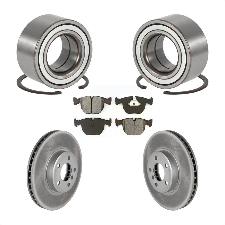 Front Wheel Bearing With Coated Disc Brake Rotors And Semi-Metallic Pads Kit For 2000 BMW X5 KBB-101702