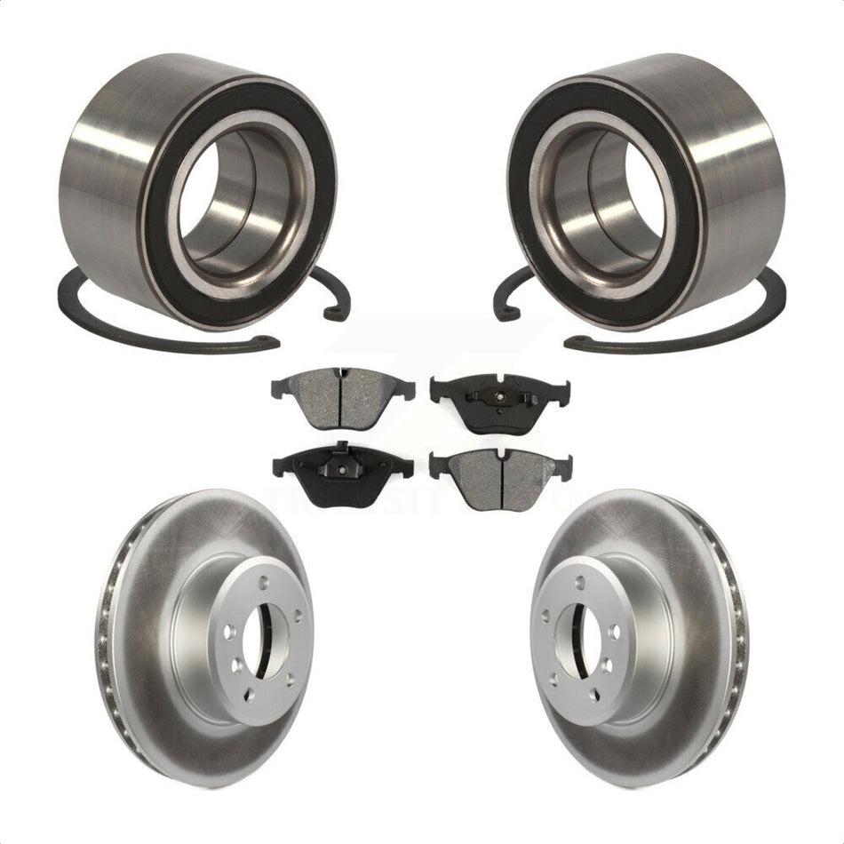 Front Wheel Bearing With Coated Disc Brake Rotors And Semi-Metallic Pads Kit For BMW 530xi 535xi 528i xDrive 535i 528xi 525xi KBB-101705