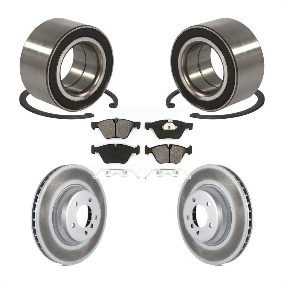 Front Wheel Bearing With Coated Disc Brake Rotors And Semi-Metallic Pads Kit For 2007 BMW 335xi KBB-101708