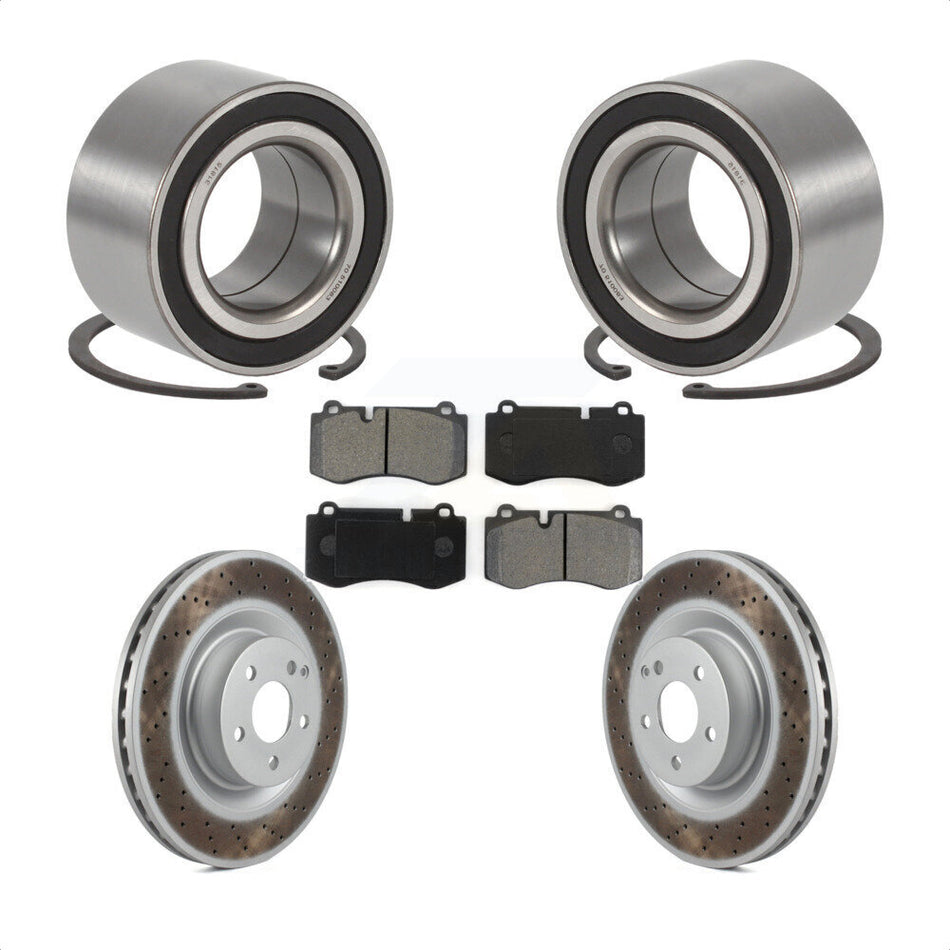 Front Wheel Bearing With Coated Disc Brake Rotors And Semi-Metallic Pads Kit For 2009 Mercedes-Benz S450 KBB-101715