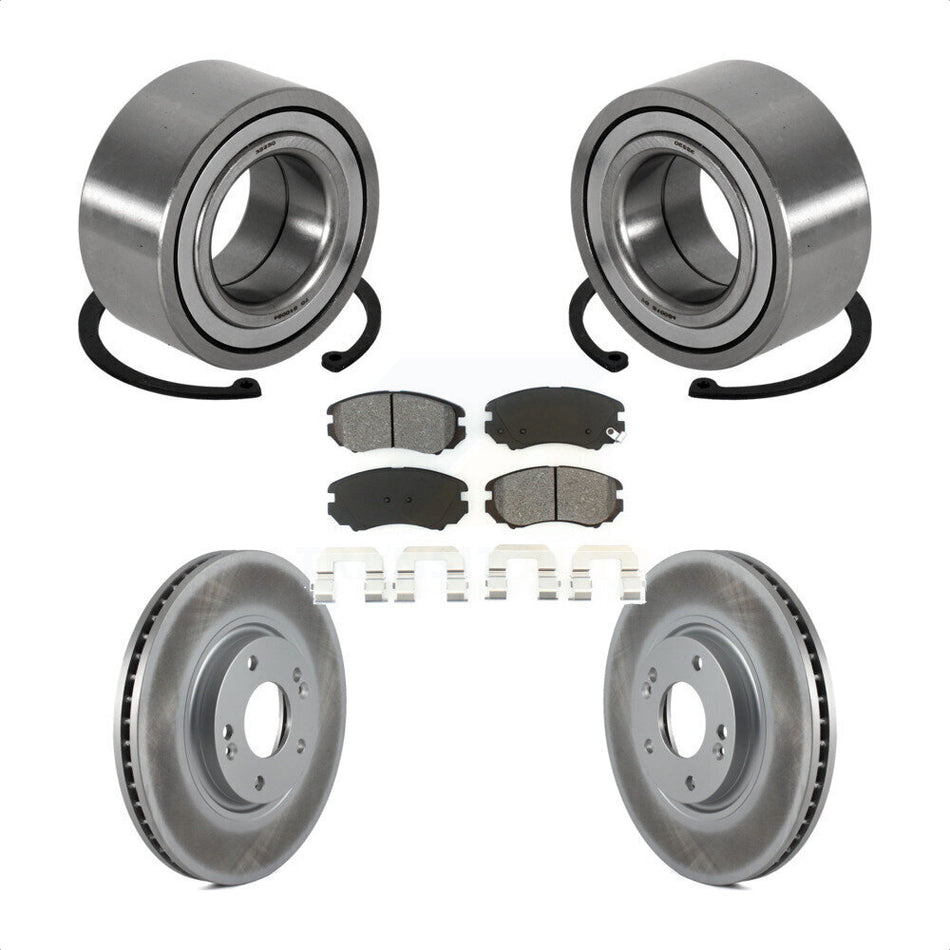 Front Wheel Bearing With Coated Disc Brake Rotors And Semi-Metallic Pads Kit For Hyundai Azera Kia Amanti KBB-101717