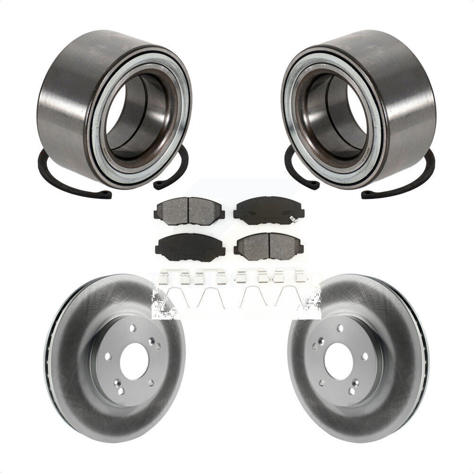 Front Wheel Bearing With Coated Disc Brake Rotors And Semi-Metallic Pads Kit For 2005-2008 Honda Pilot KBB-101719
