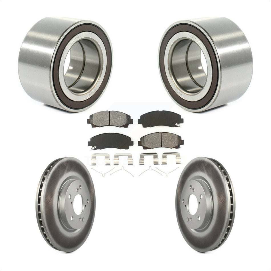 Front Wheel Bearing With Coated Disc Brake Rotors And Semi-Metallic Pads Kit For 2006-2014 Honda Ridgeline KBB-101721