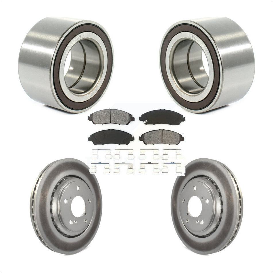 Front Wheel Bearing With Coated Disc Brake Rotors And Semi-Metallic Pads Kit For 2017-2019 Honda Ridgeline KBB-101722
