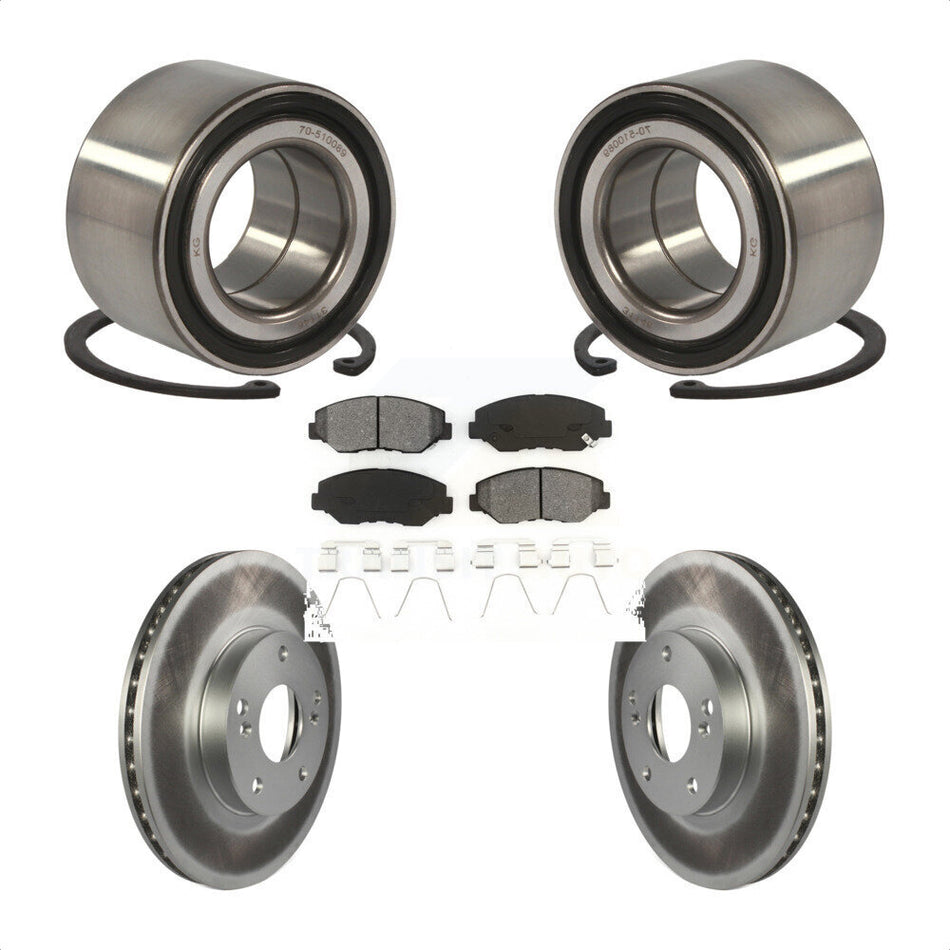 Front Wheel Bearing With Coated Disc Brake Rotors And Semi-Metallic Pads Kit For Honda Civic KBB-101725