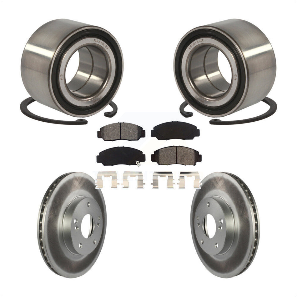 Front Wheel Bearing With Coated Disc Brake Rotors And Semi-Metallic Pads Kit For 2006-2010 Honda Civic GX KBB-101726
