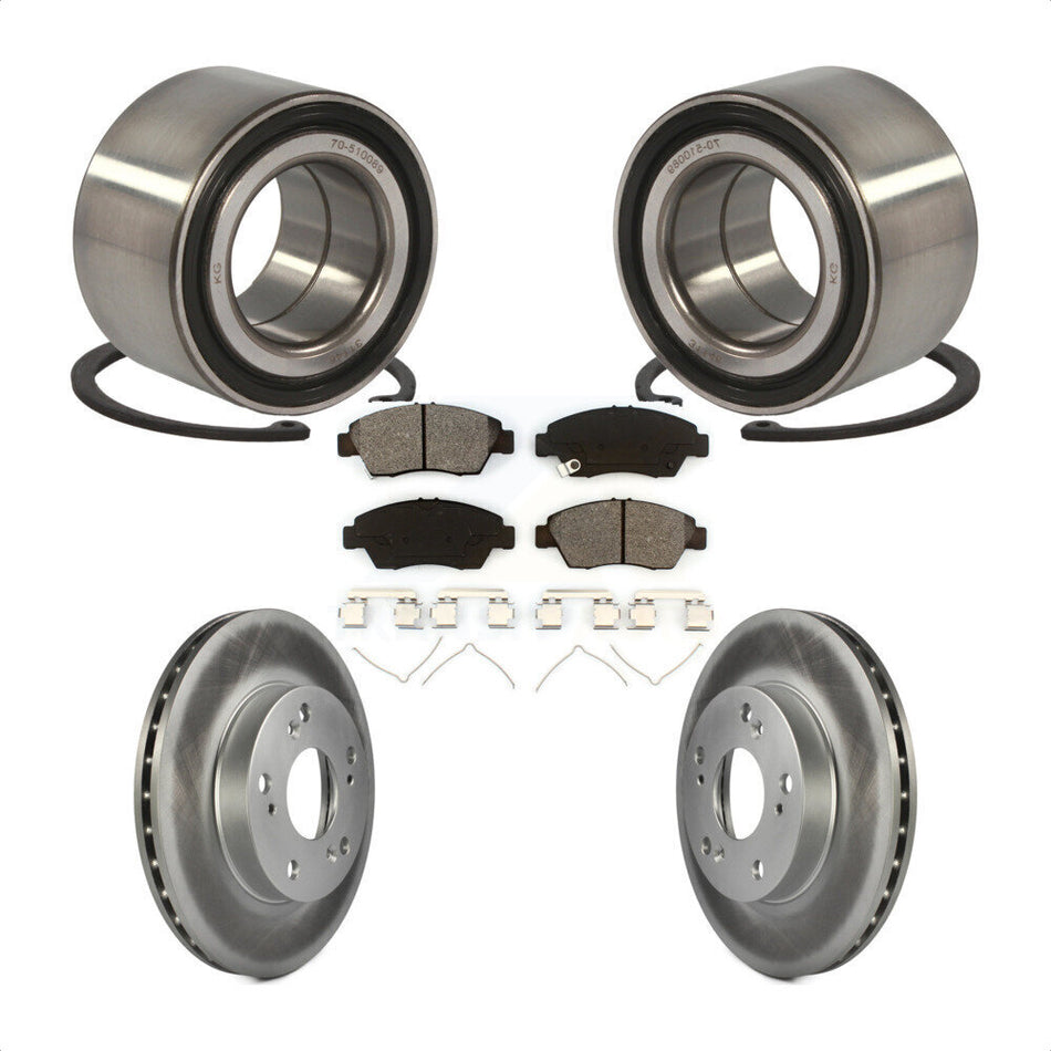 Front Wheel Bearing With Coated Disc Brake Rotors And Semi-Metallic Pads Kit For Honda Civic KBB-101729