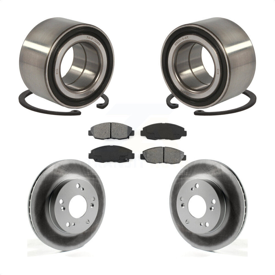 Front Wheel Bearing With Coated Disc Brake Rotors And Semi-Metallic Pads Kit For Honda Civic KBB-101731