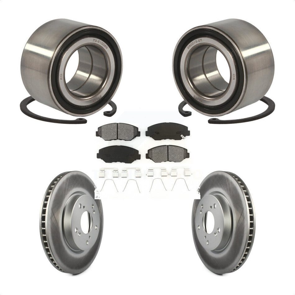 Front Wheel Bearing With Coated Disc Brake Rotors And Semi-Metallic Pads Kit For 2015 Honda Civic EX with Manual transmission KBB-101735
