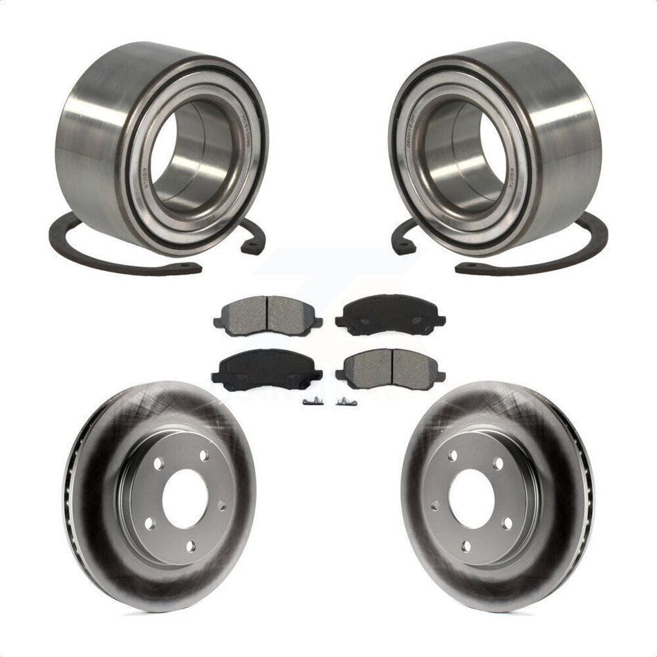 Front Wheel Bearing With Coated Disc Brake Rotors And Semi-Metallic Pads Kit For Dodge Caliber Mitsubishi Lancer KBB-101737
