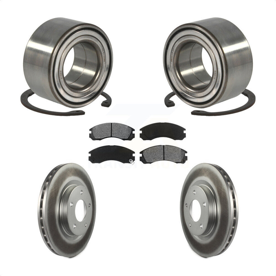 Front Wheel Bearing With Coated Disc Brake Rotors And Semi-Metallic Pads Kit For 2017 Mitsubishi Lancer FWD 294mm Diameter Rotor KBB-101738