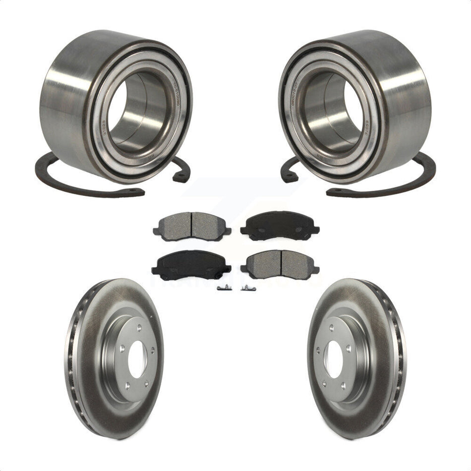 Front Wheel Bearing With Coated Disc Brake Rotors And Semi-Metallic Pads Kit For Jeep Patriot Mitsubishi Compass Dodge Caliber Outlander Sport Lancer RVR KBB-101739