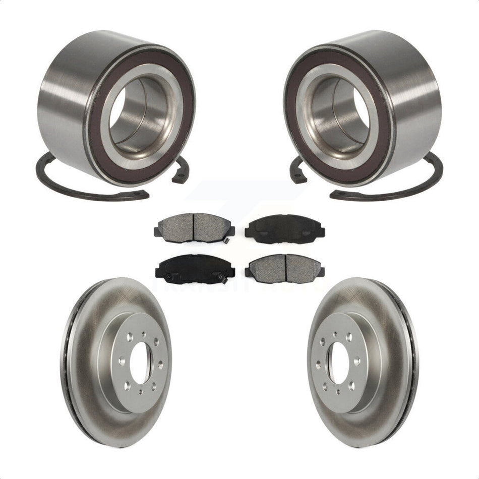 Front Wheel Bearing With Coated Disc Brake Rotors And Semi-Metallic Pads Kit For Honda Insight KBB-101743