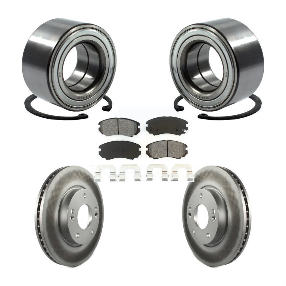 Front Wheel Bearing With Coated Disc Brake Rotors And Semi-Metallic Pads Kit For 2012-2013 Kia Soul KBB-101749