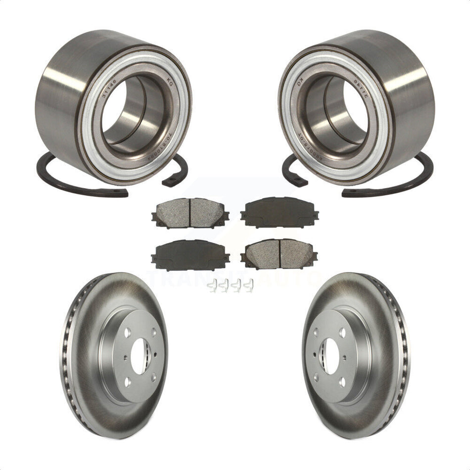 Front Wheel Bearing With Coated Disc Brake Rotors And Semi-Metallic Pads Kit For Toyota Yaris Prius C Scion iQ KBB-101764