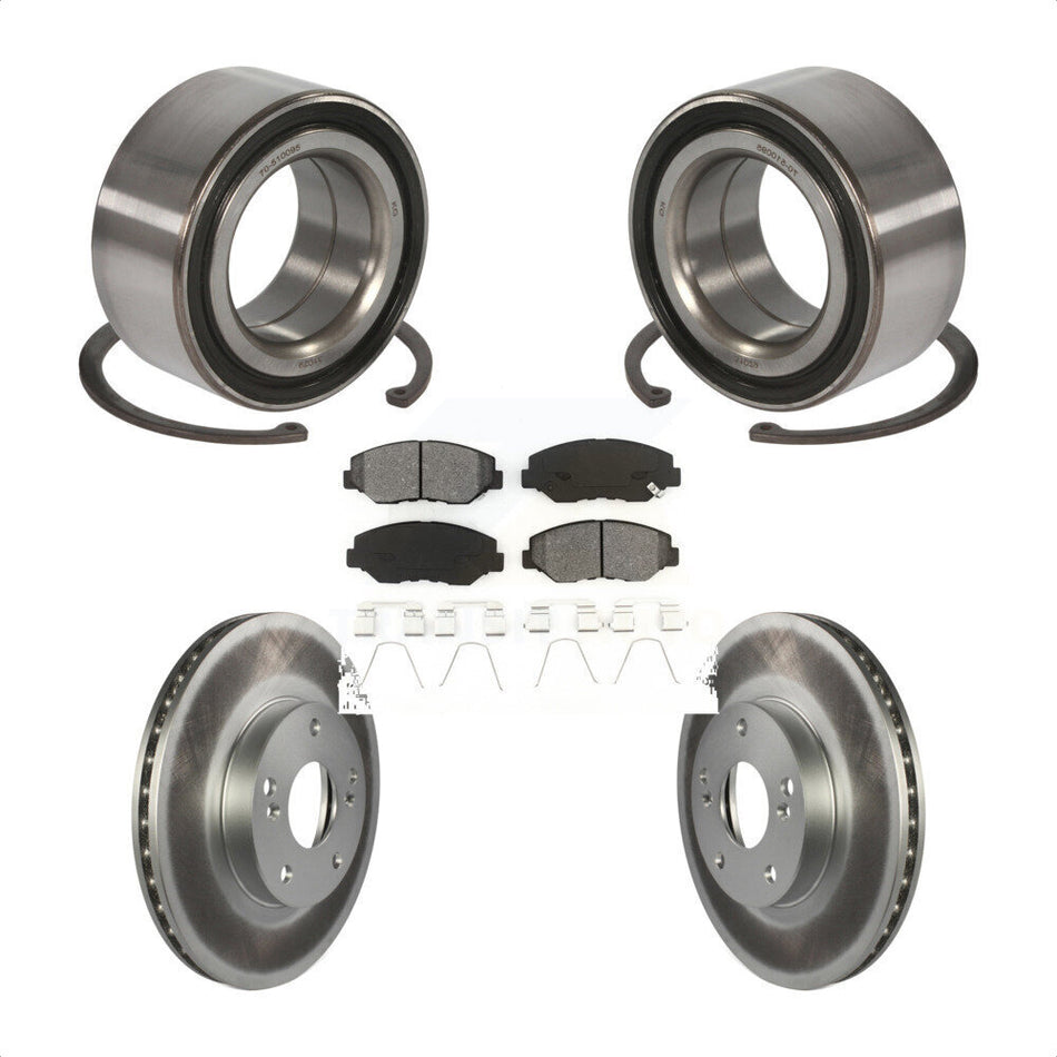 Front Wheel Bearing With Coated Disc Brake Rotors And Semi-Metallic Pads Kit For Honda Accord KBB-101768