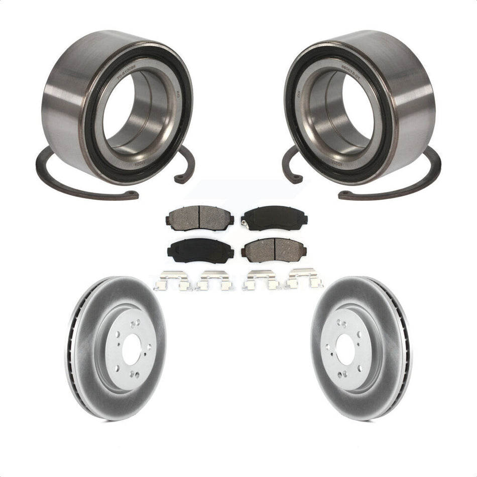 Front Wheel Bearing With Coated Disc Brake Rotors And Semi-Metallic Pads Kit For Honda Accord Crosstour KBB-101771