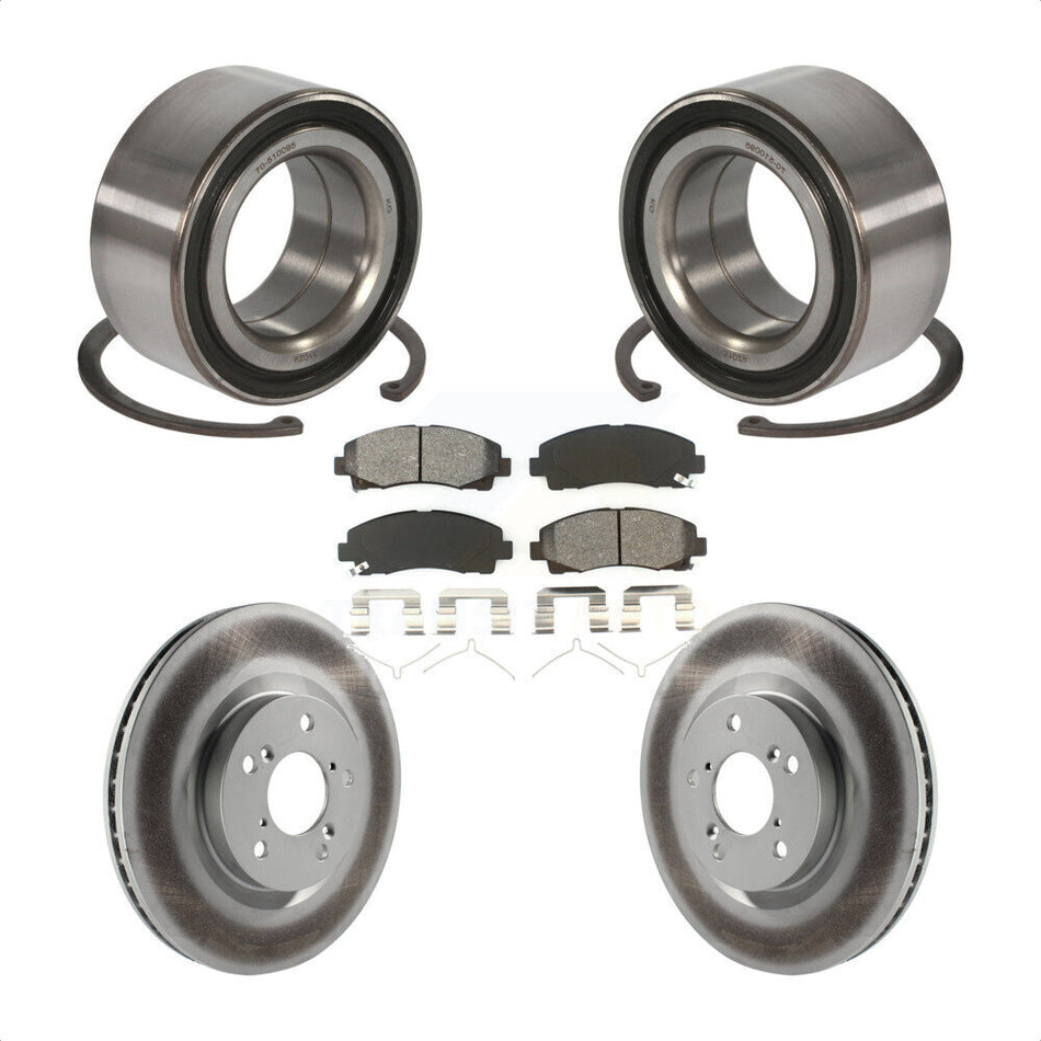 Front Wheel Bearing With Coated Disc Brake Rotors And Semi-Metallic Pads Kit For 2009-2014 Acura TL KBB-101773