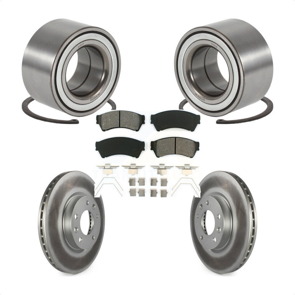 Front Wheel Bearing With Coated Disc Brake Rotors And Semi-Metallic Pads Kit For 2009-2013 Mazda 6 3.7L KBB-101784