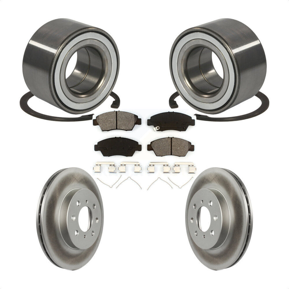 Front Wheel Bearing With Coated Disc Brake Rotors And Semi-Metallic Pads Kit For Honda Fit KBB-101785