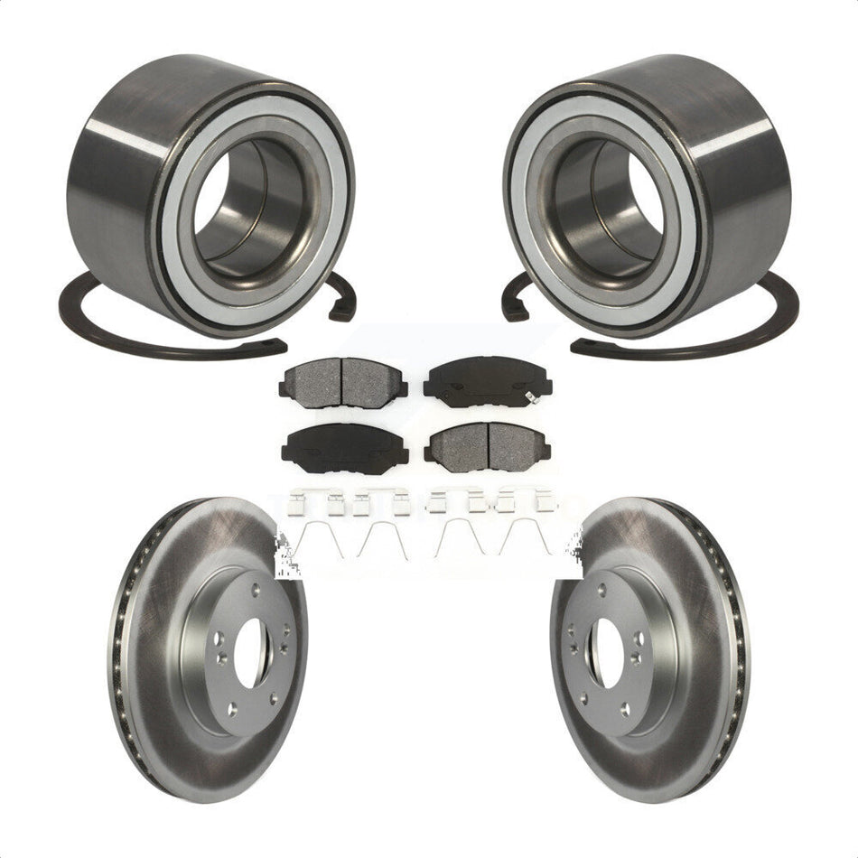 Front Wheel Bearing With Coated Disc Brake Rotors And Semi-Metallic Pads Kit For Honda CR-Z Fit KBB-101786