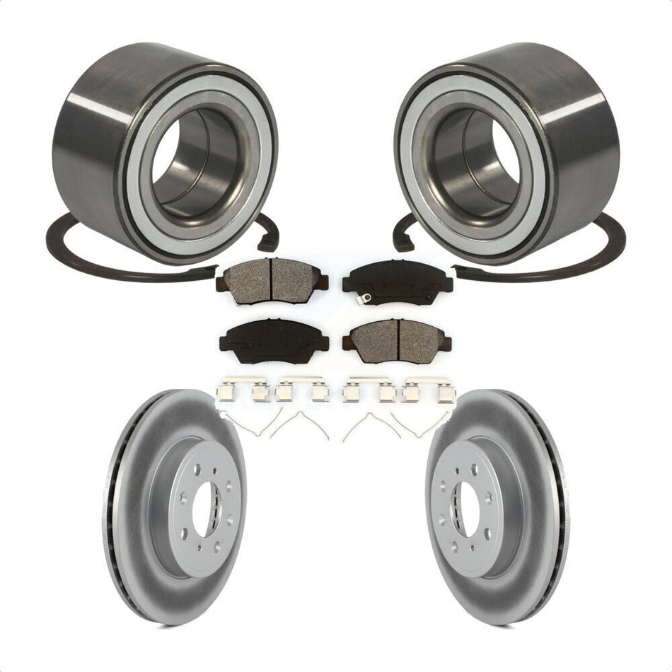 Front Wheel Bearing With Coated Disc Brake Rotors And Semi-Metallic Pads Kit For Honda Fit KBB-101788