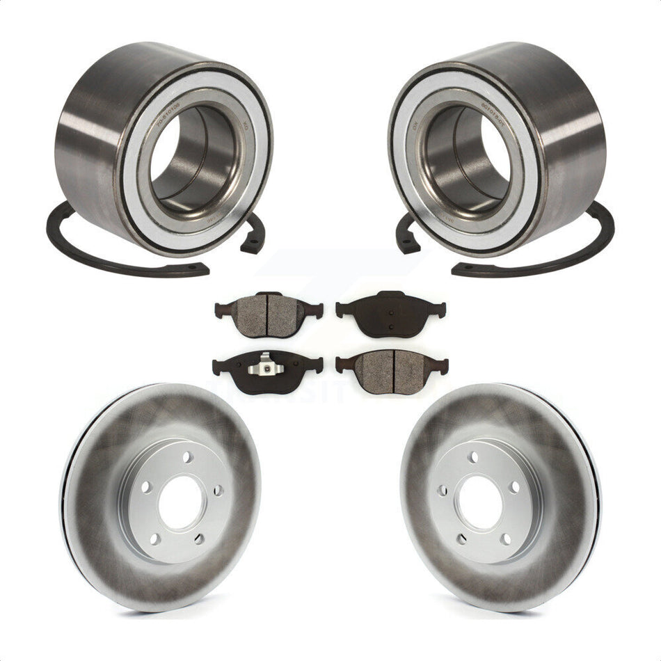Front Wheel Bearing With Coated Disc Brake Rotors And Semi-Metallic Pads Kit For 2010-2013 Ford Connect KBB-101789
