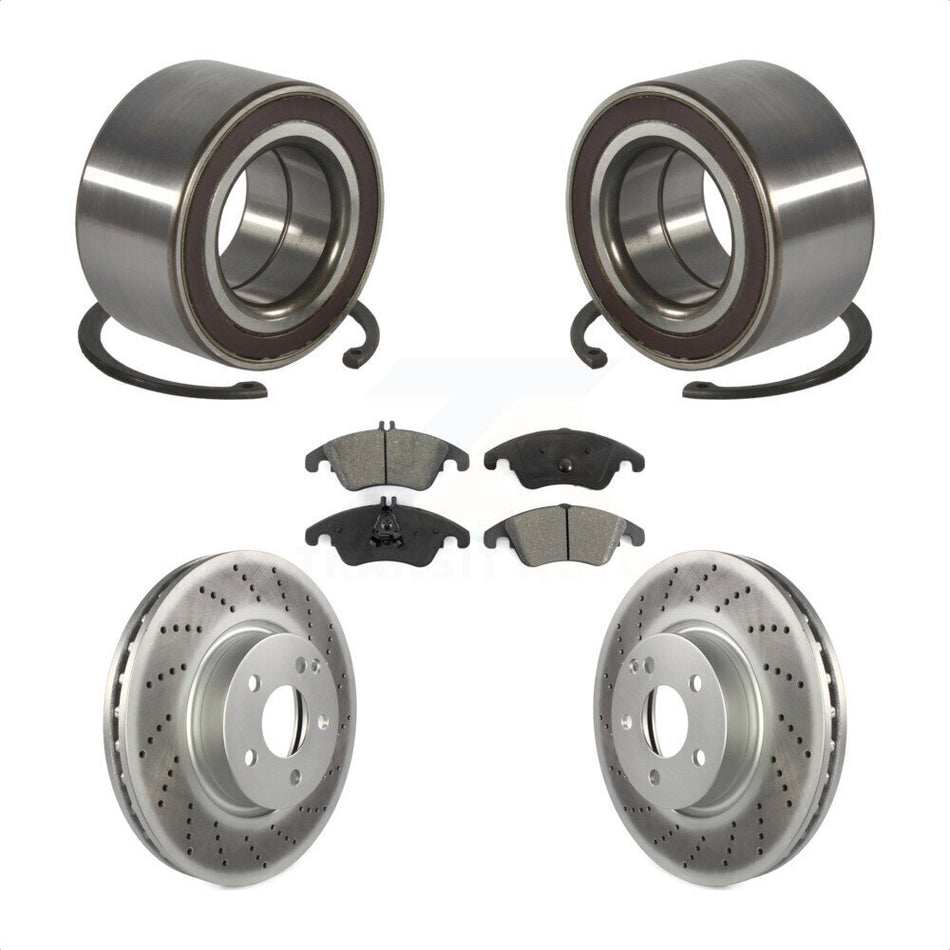 Front Wheel Bearing With Coated Disc Brake Rotors And Semi-Metallic Pads Kit For Mercedes-Benz E350 C300 E400 C350 E250 KBB-101795